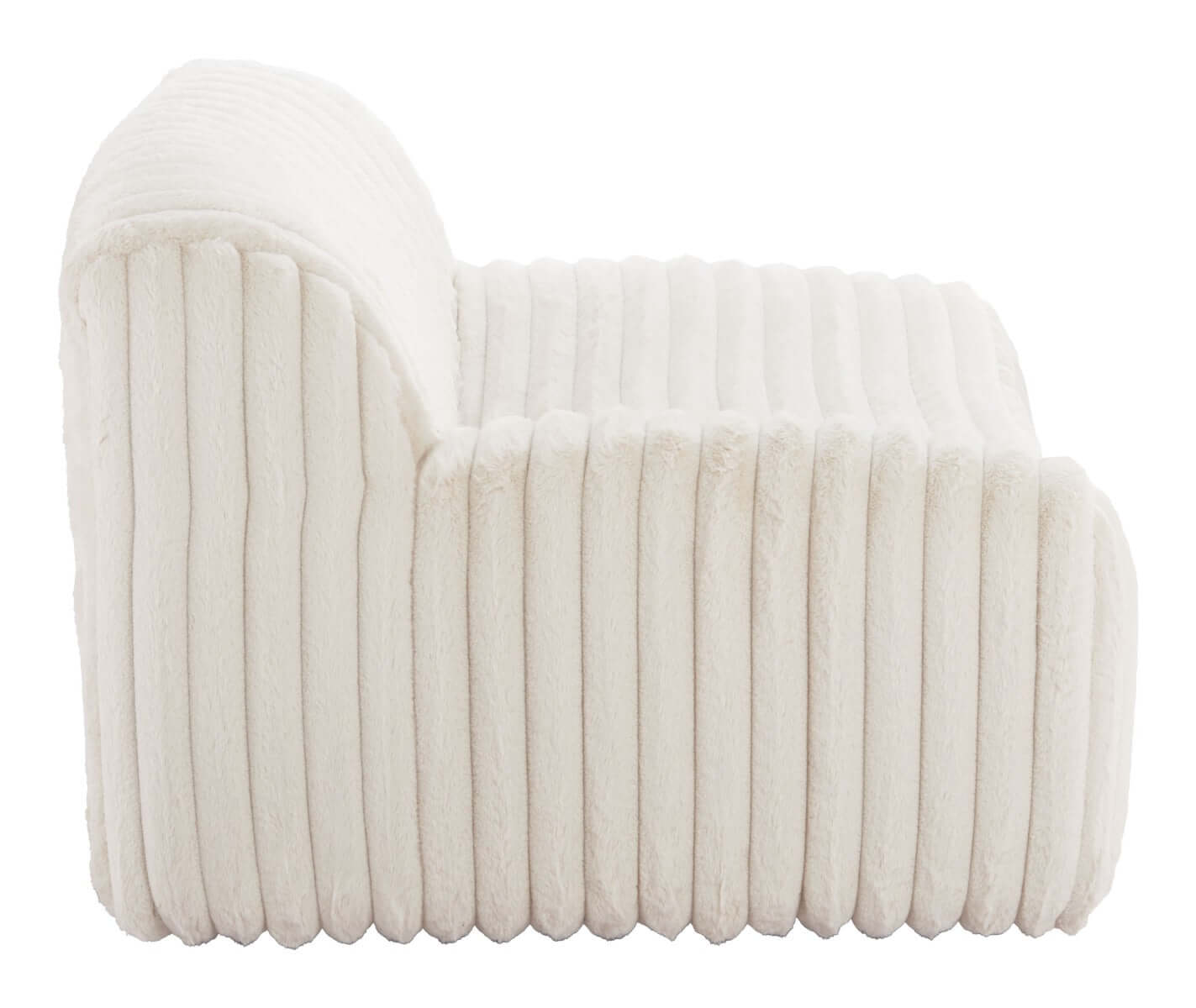 Osterbro Channel Tufted Cream Faux Fir Armless Lounge Chair