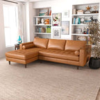 Anthony MCM Tufted Leather Chaise Sofa Sectional 101