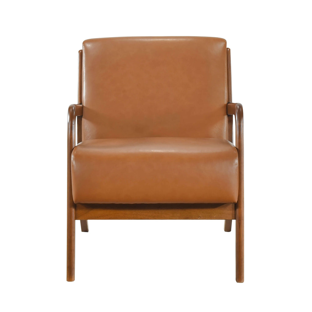 Faux Leather Upholstered Walnut Finish Armchair