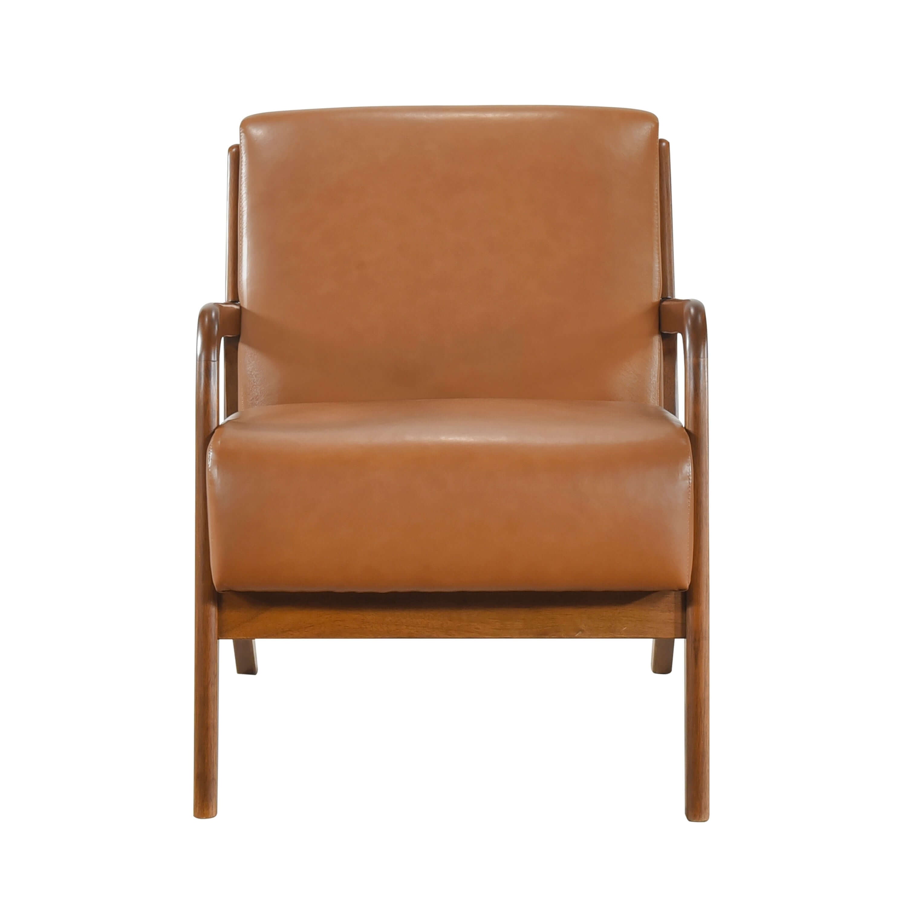 Faux Leather Upholstered Walnut Finish Armchair