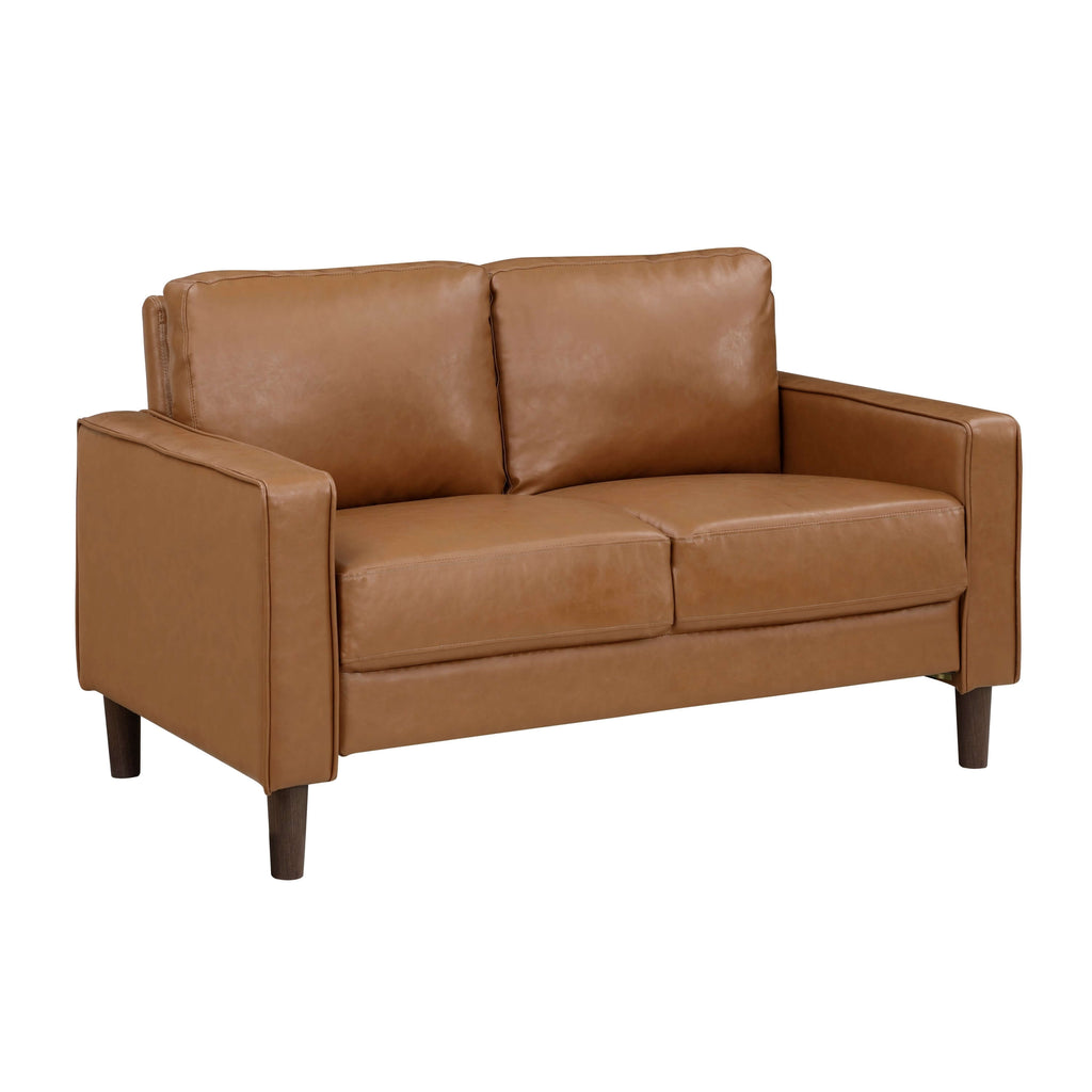MCM Brown Faux Leather Sofa Loveseat 54L