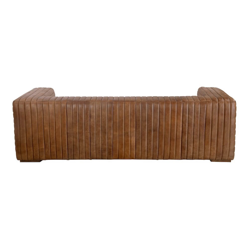 Castle Top-Grain Leather Channel Tufted Sofa 95 (2 Colors)