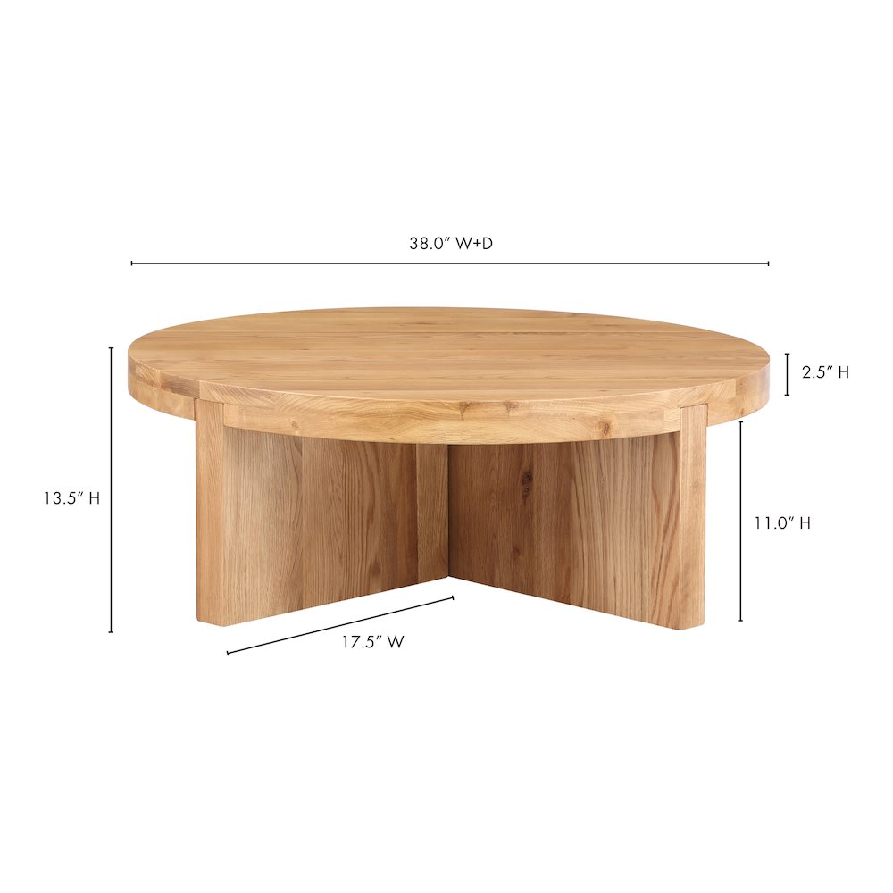 Folke Modern Solid Oak Round Coffee Table 38 (2 Colors)