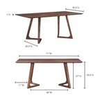 Godenza Solid Walnut Wood Rectangular Dining Table 71 (3 Colors)