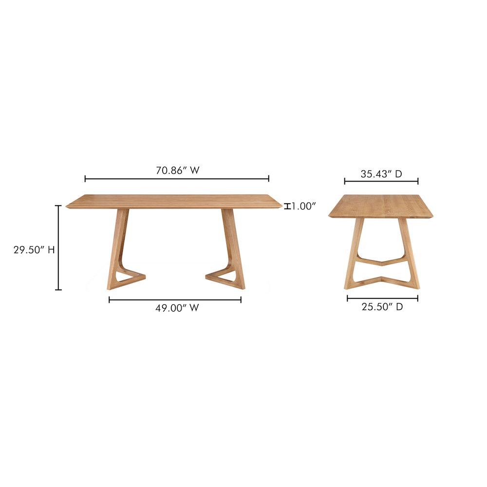 Godenza Solid Walnut Wood Rectangular Dining Table 71 (3 Colors)