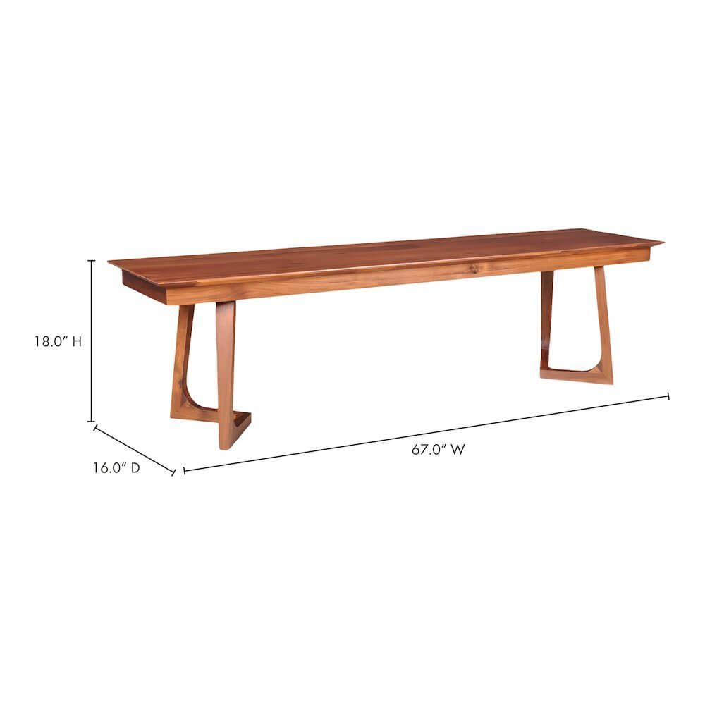 Godenza Solid Walnut Wood Rectangular Bench 72