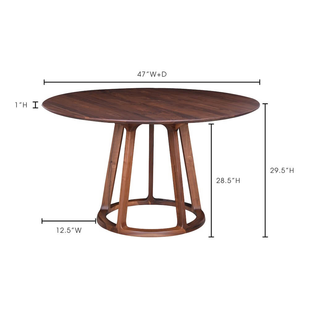 Aldo MCM Walnut Wood Round Dining Table 47