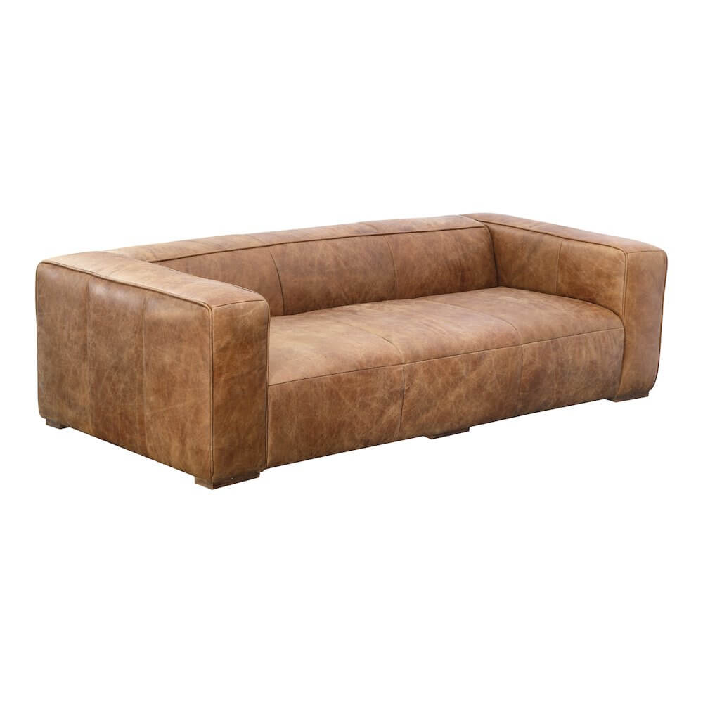 Bolton Modern Genuine Leather Square Arm Sofa 101