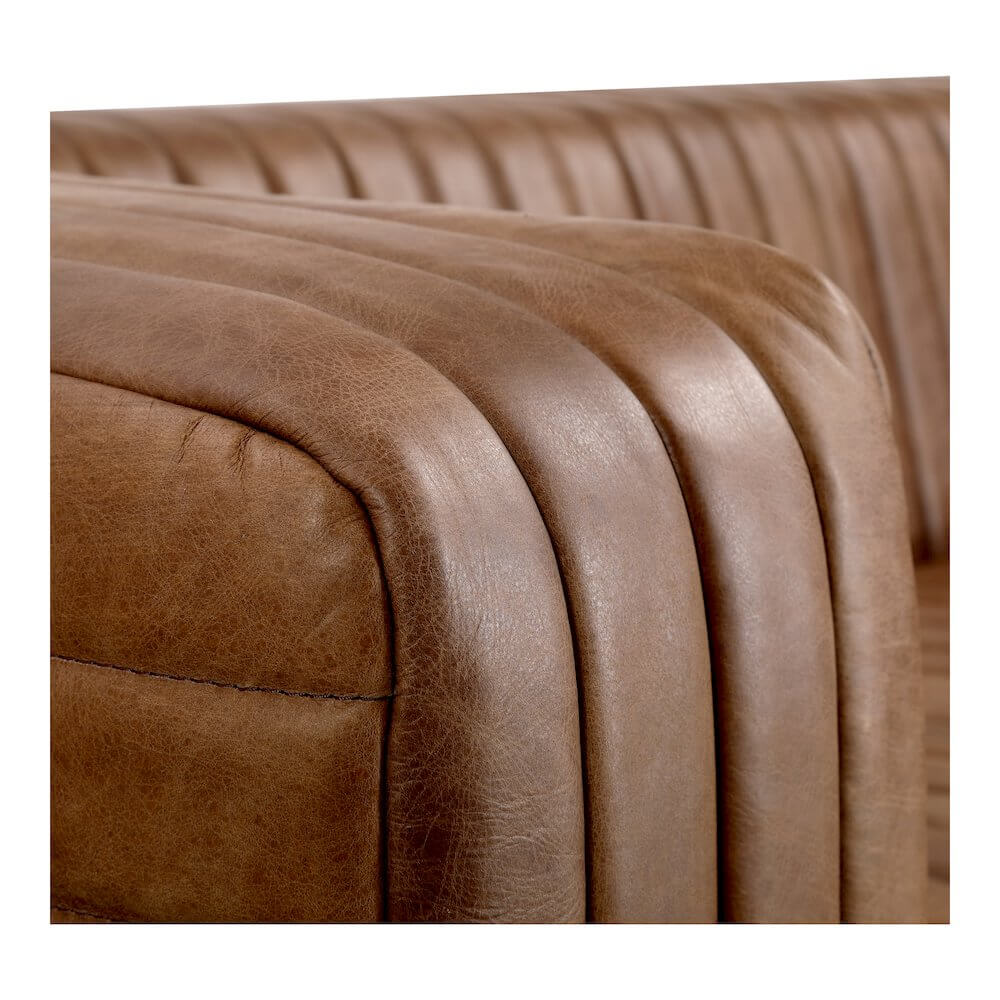 Castle Top-Grain Leather Channel Tufted Sofa 95 (2 Colors)