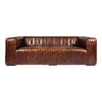 Castle Top-Grain Leather Channel Tufted Sofa 95 (2 Colors)