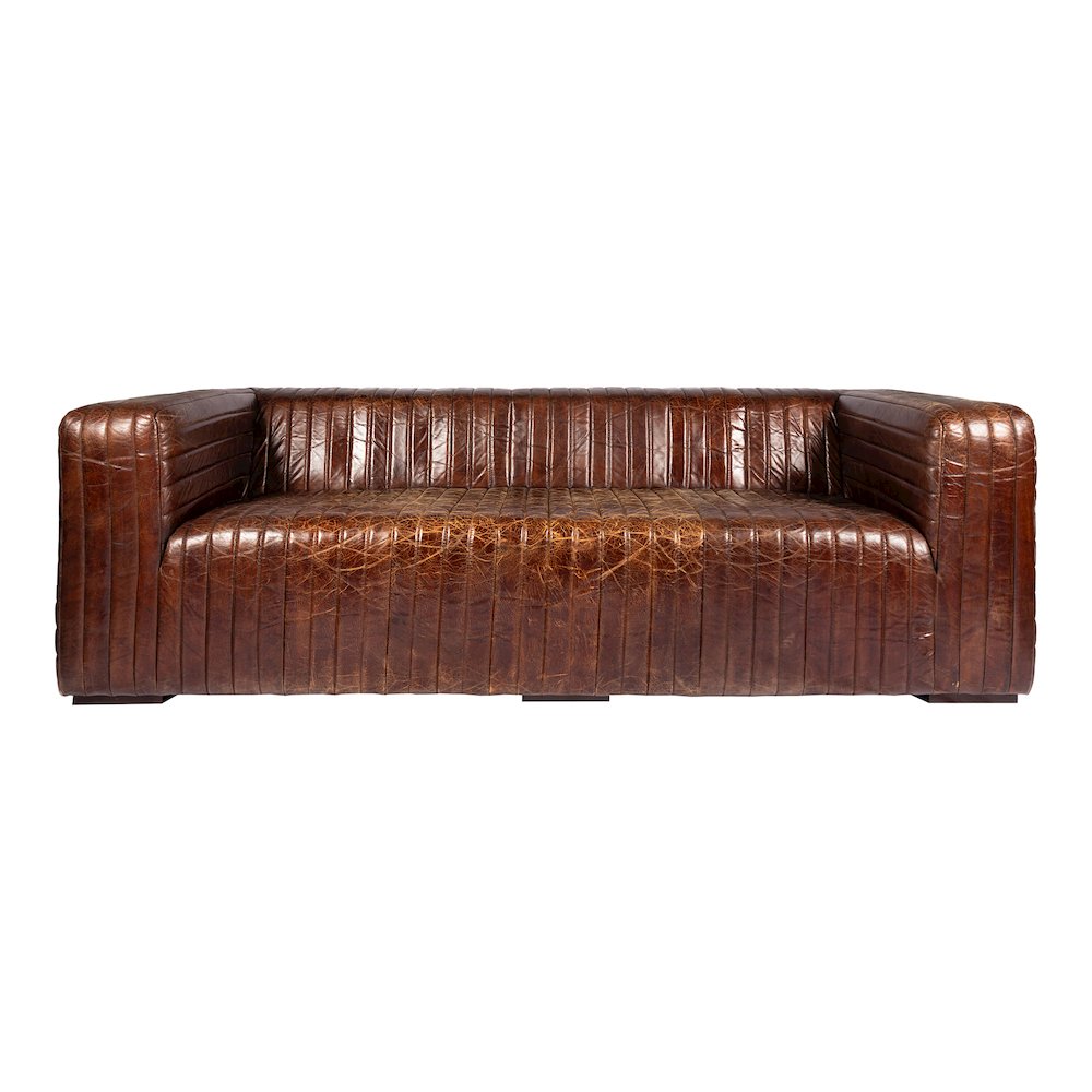 Castle Top-Grain Leather Channel Tufted Sofa 95 (2 Colors)