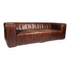 Castle Top-Grain Leather Channel Tufted Sofa 95 (2 Colors)