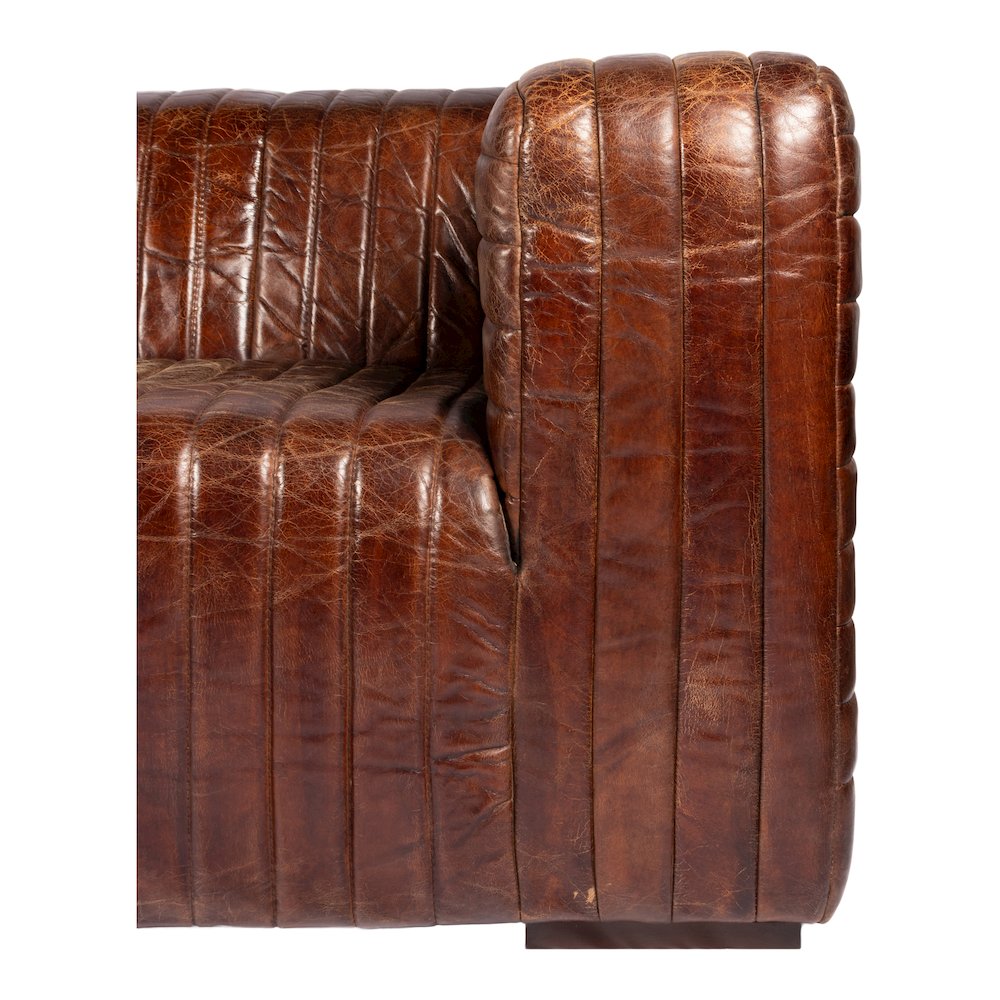 Castle Top-Grain Leather Channel Tufted Sofa 95 (2 Colors)