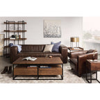 Castle Top-Grain Leather Channel Tufted Sofa 95 (2 Colors)