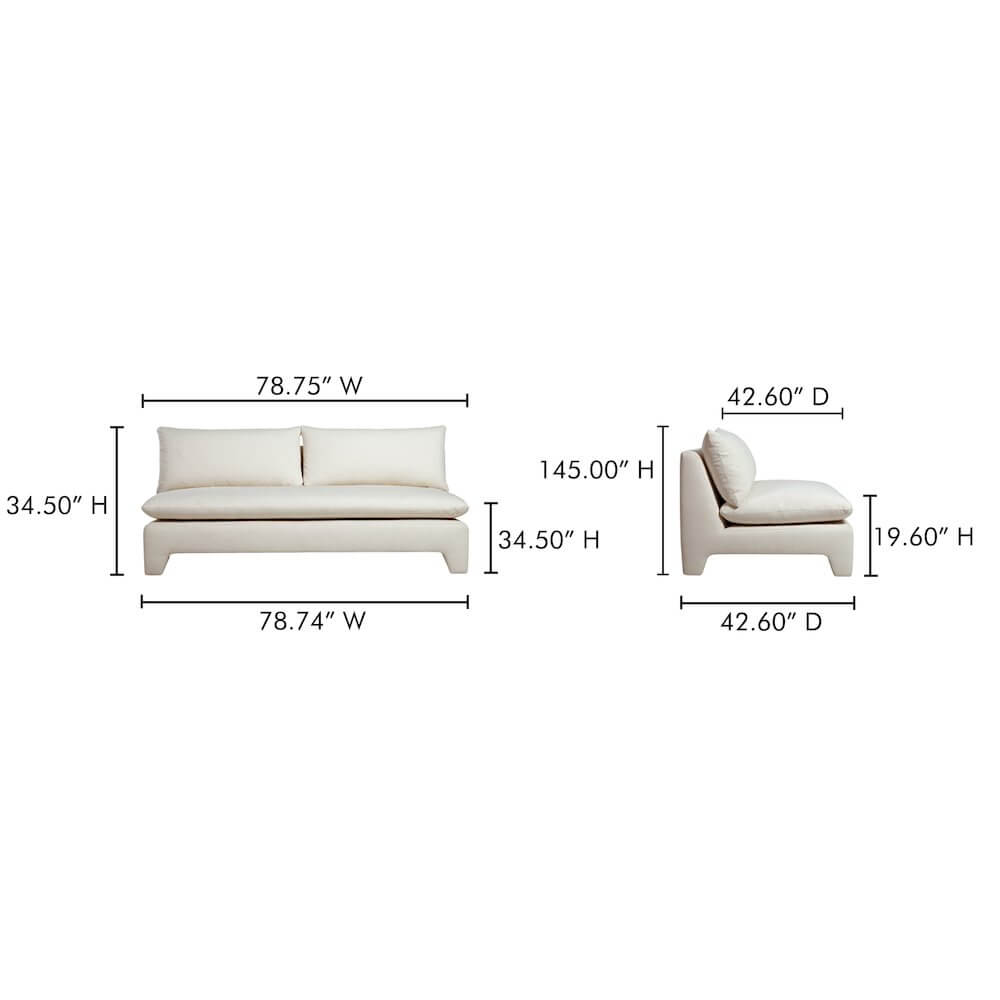 Estelle Modern Fabric Armless Sofa 79' (2 Colors)