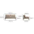 Estelle Modern Fabric Armless Sofa 79' (2 Colors)