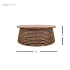 Kamari Rattan Round Coffee Table Solid Wood Top 44