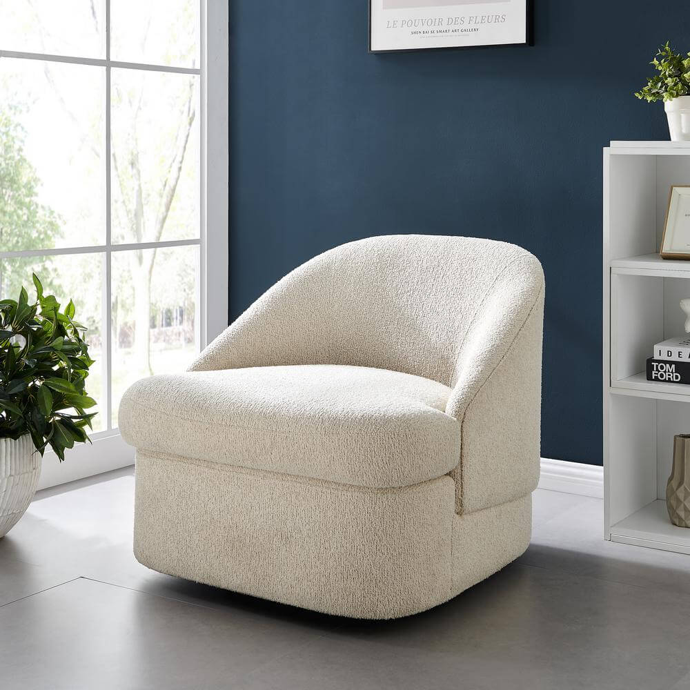 Hurley Beige Chenille Swivel Lounge Chair