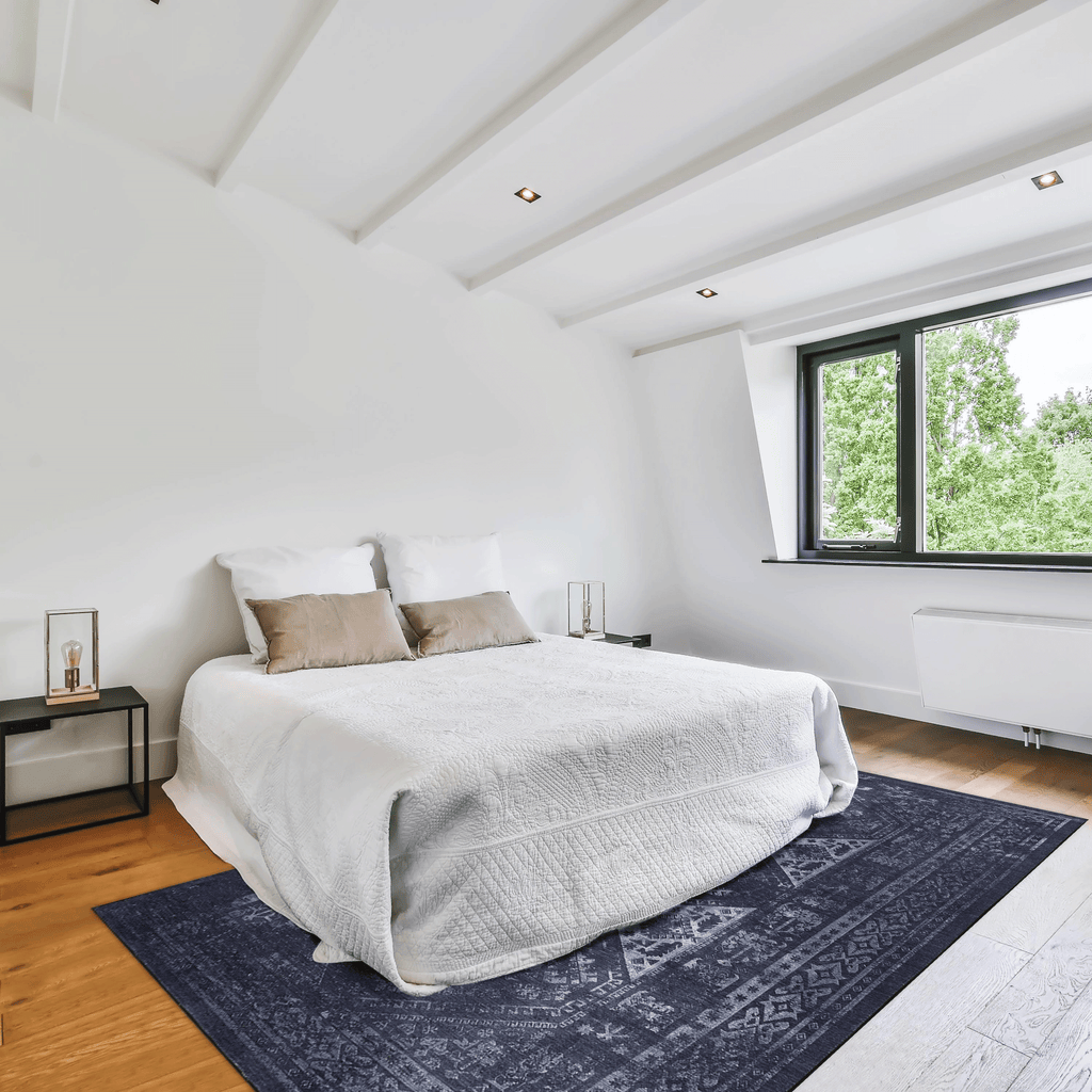 Black and Gray Washable Rectangular Area Rug (Various Sizes)