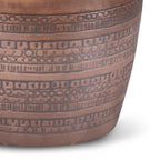Engraved Antique Copper Round Accent End Table 15W