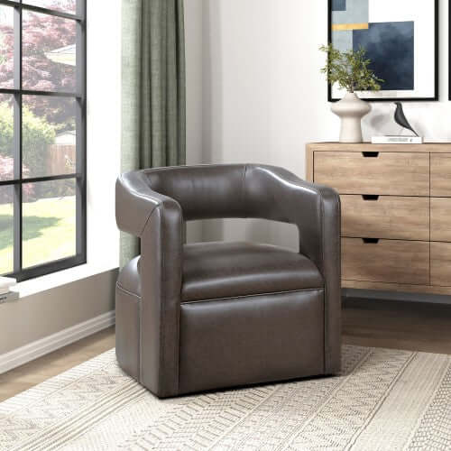 MCM Accent Faux Leather Swivel Chair (2 Colors)