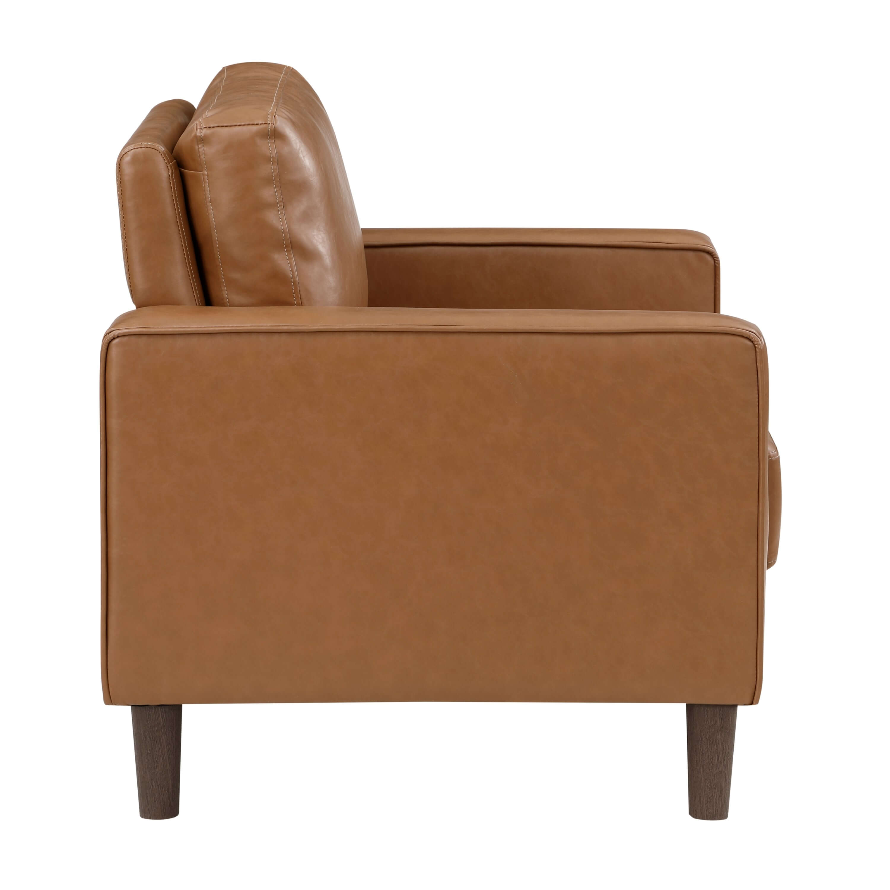 MCM Brown Faux Leather Upholstered Armchair
