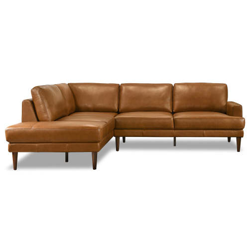 Corbin MCM Tan Leather Sectional Chaise Sofa 108