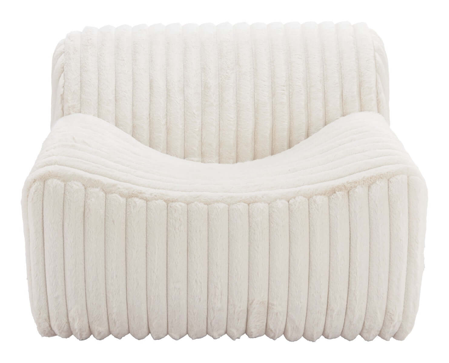 Osterbro Channel Tufted Cream Faux Fir Armless Lounge Chair