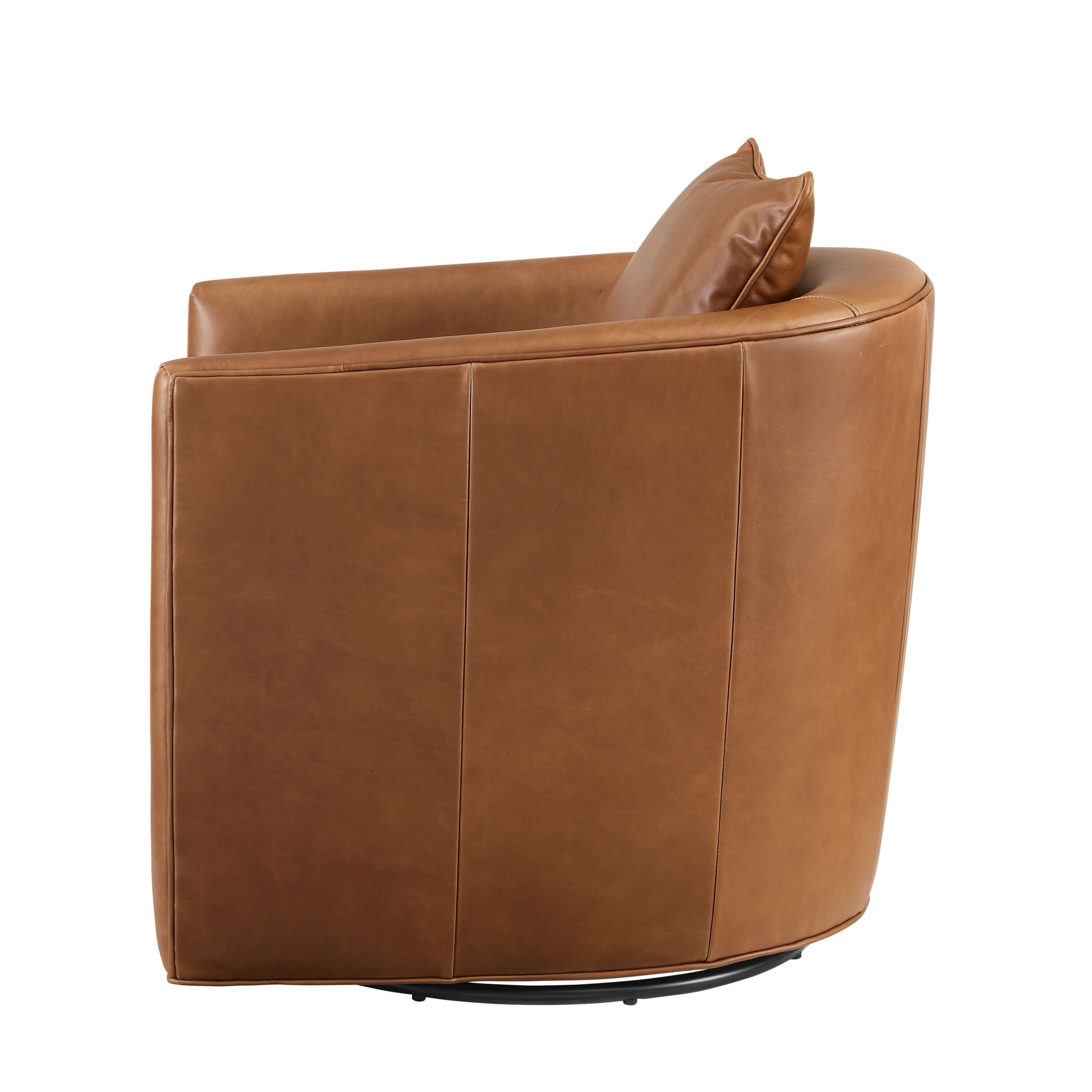 Jasmine Top Grain Brown Leather Swivel Accent Chair