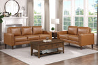 MCM Brown Faux Leather Sofa Loveseat 54L