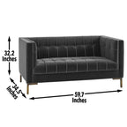 Isaac Stitch Tufted Velvet Loveseat 60 (2 Colors)