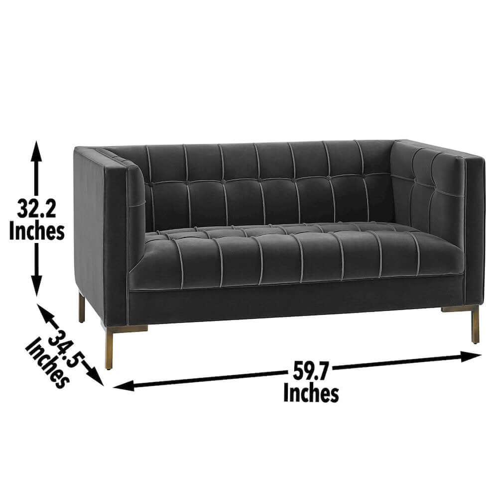Isaac Stitch Tufted Velvet Loveseat 60 (2 Colors)