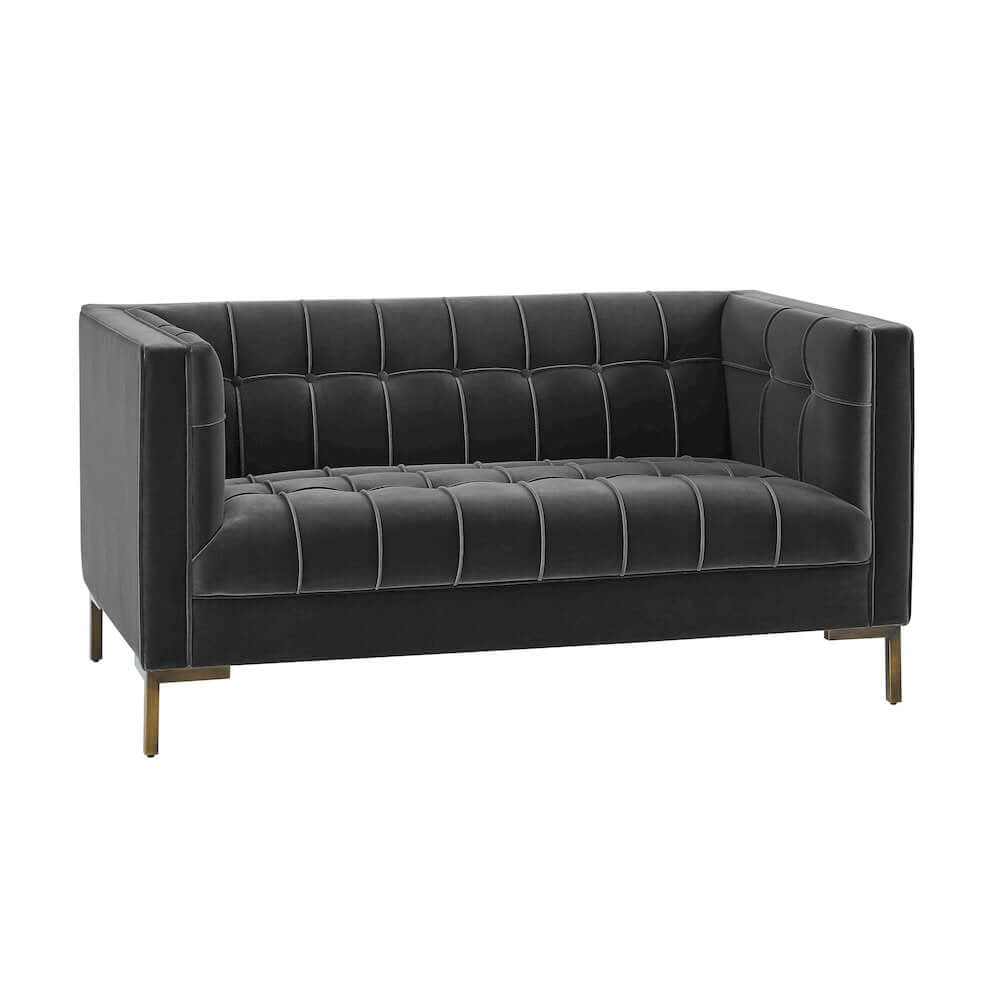Isaac Stitch Tufted Velvet Loveseat 60 (2 Colors)