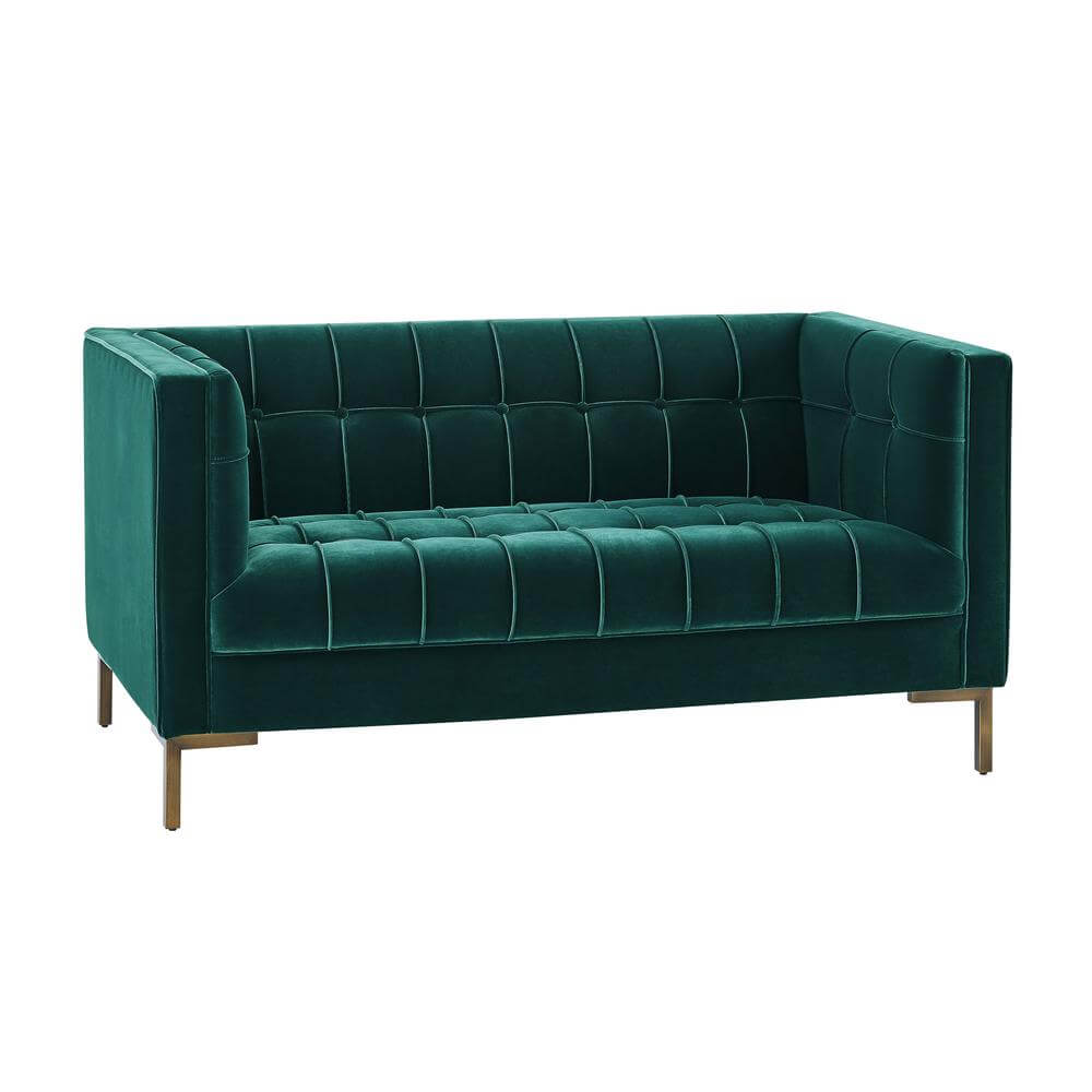 Isaac Stitch Tufted Velvet Loveseat 60 (2 Colors)