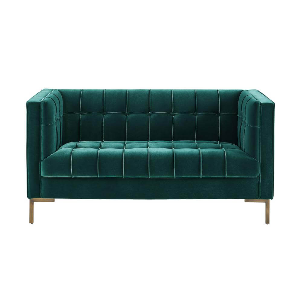 Isaac Stitch Tufted Velvet Loveseat 60 (2 Colors)