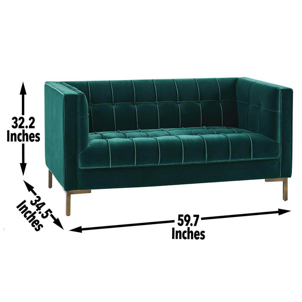 Isaac Stitch Tufted Velvet Loveseat 60 (2 Colors)