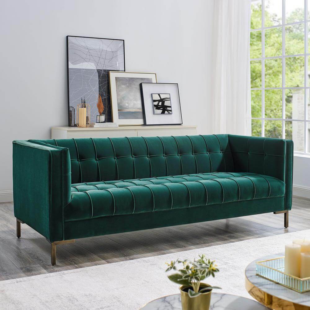 Isaac Tufted Velvet Fabric Sofa 83' (2 Colors)