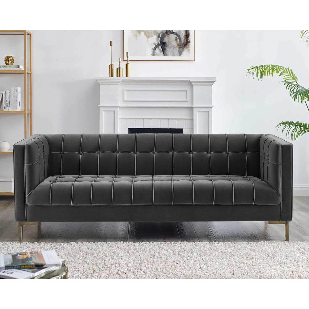 Isaac Tufted Velvet Fabric Sofa 83' (2 Colors)