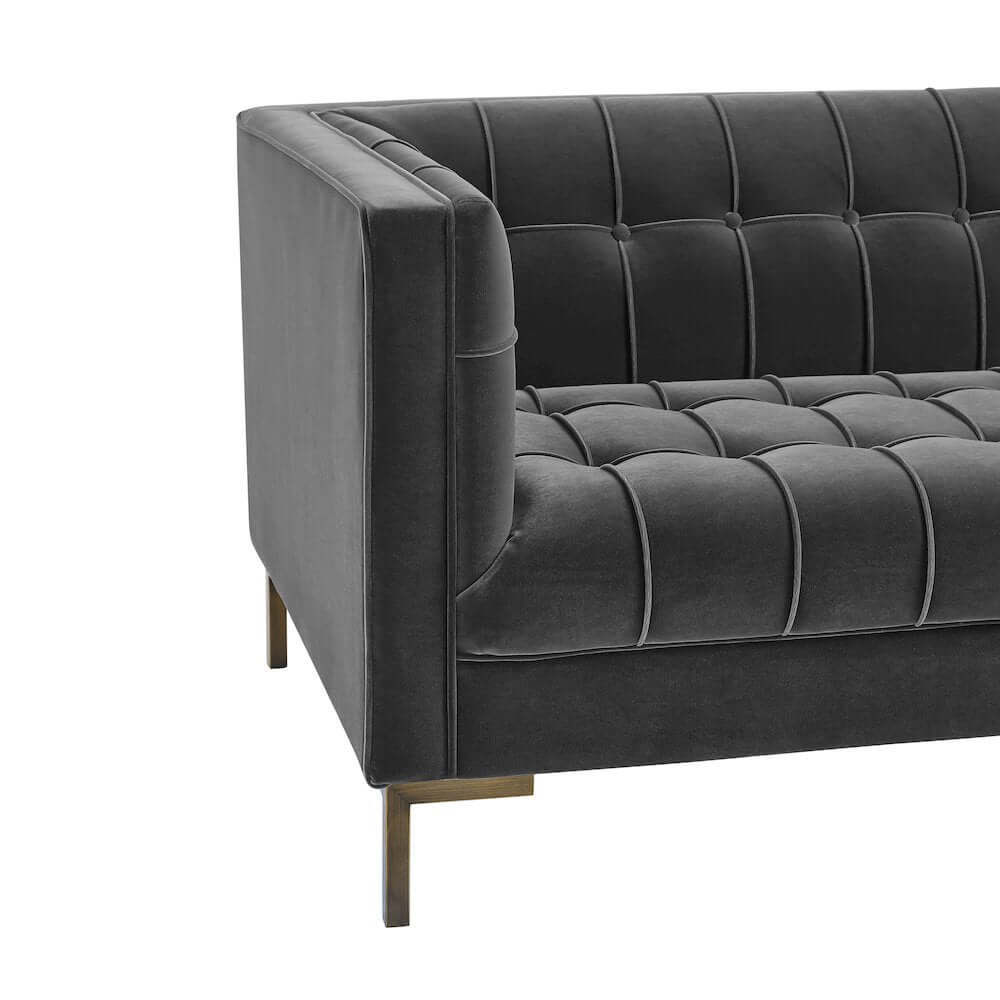 Isaac Stitch Tufted Velvet Loveseat 60 (2 Colors)