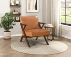 Brown Faux Leather MCM Hard Wood Frame Armchair (2 Color Options)