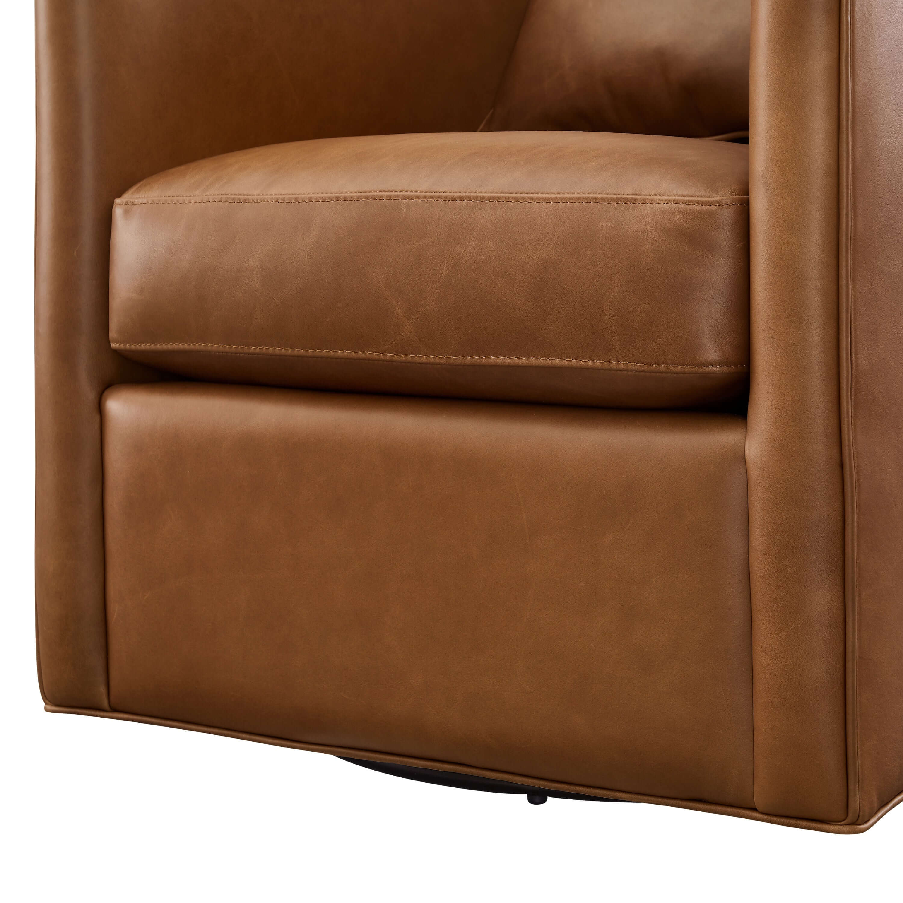 Jasmine Top Grain Brown Leather Swivel Accent Chair