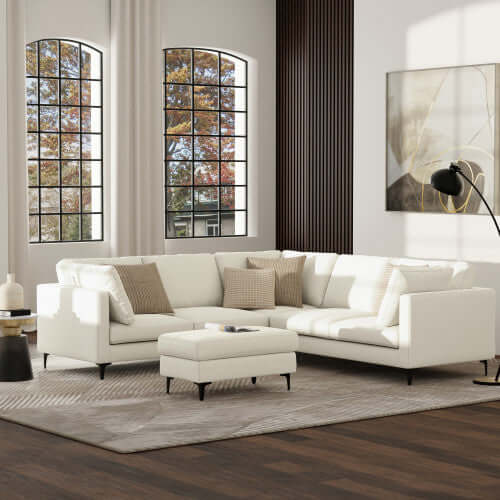 Ava MCM Cream Symmetrical Corner Sofa Sectional 102 (2 Colors)