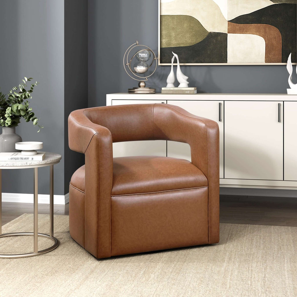 MCM Accent Faux Leather Swivel Chair (2 Colors)