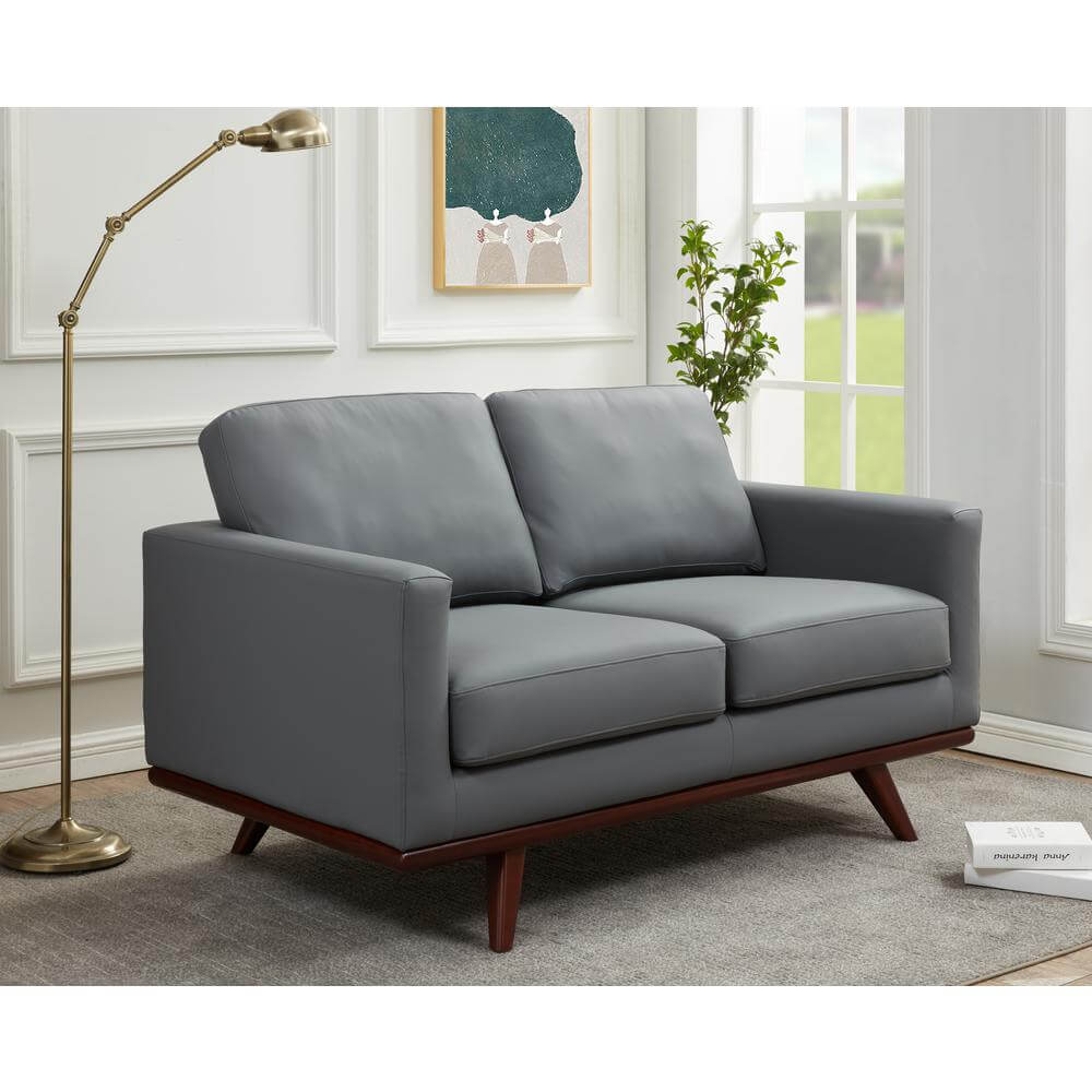 Chester MCM Faux Leather Loveseat Sofa 58 (5 Colors)