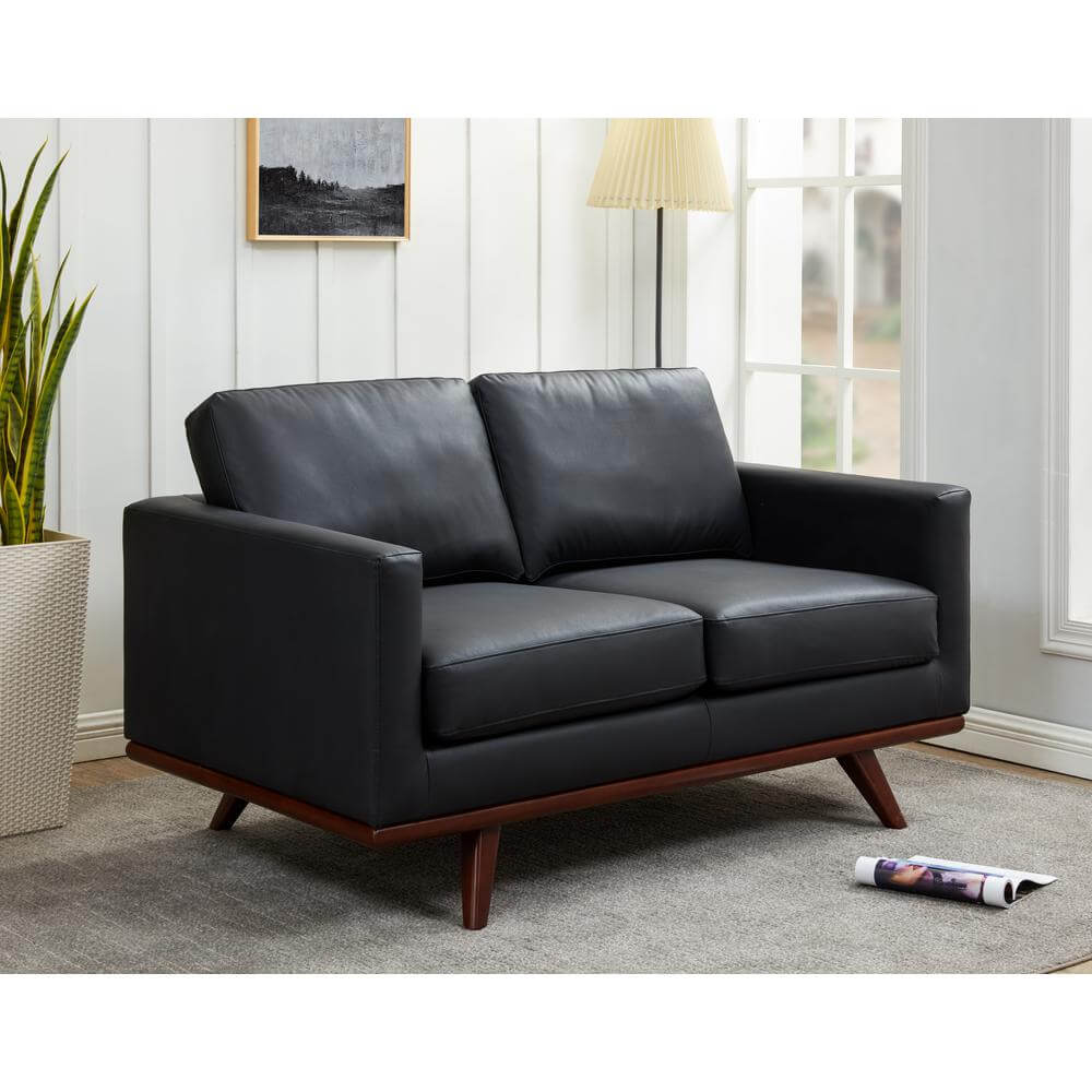 Chester MCM Faux Leather Loveseat Sofa 58 (5 Colors)