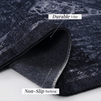 Black and Gray Washable Rectangular Area Rug (Various Sizes)