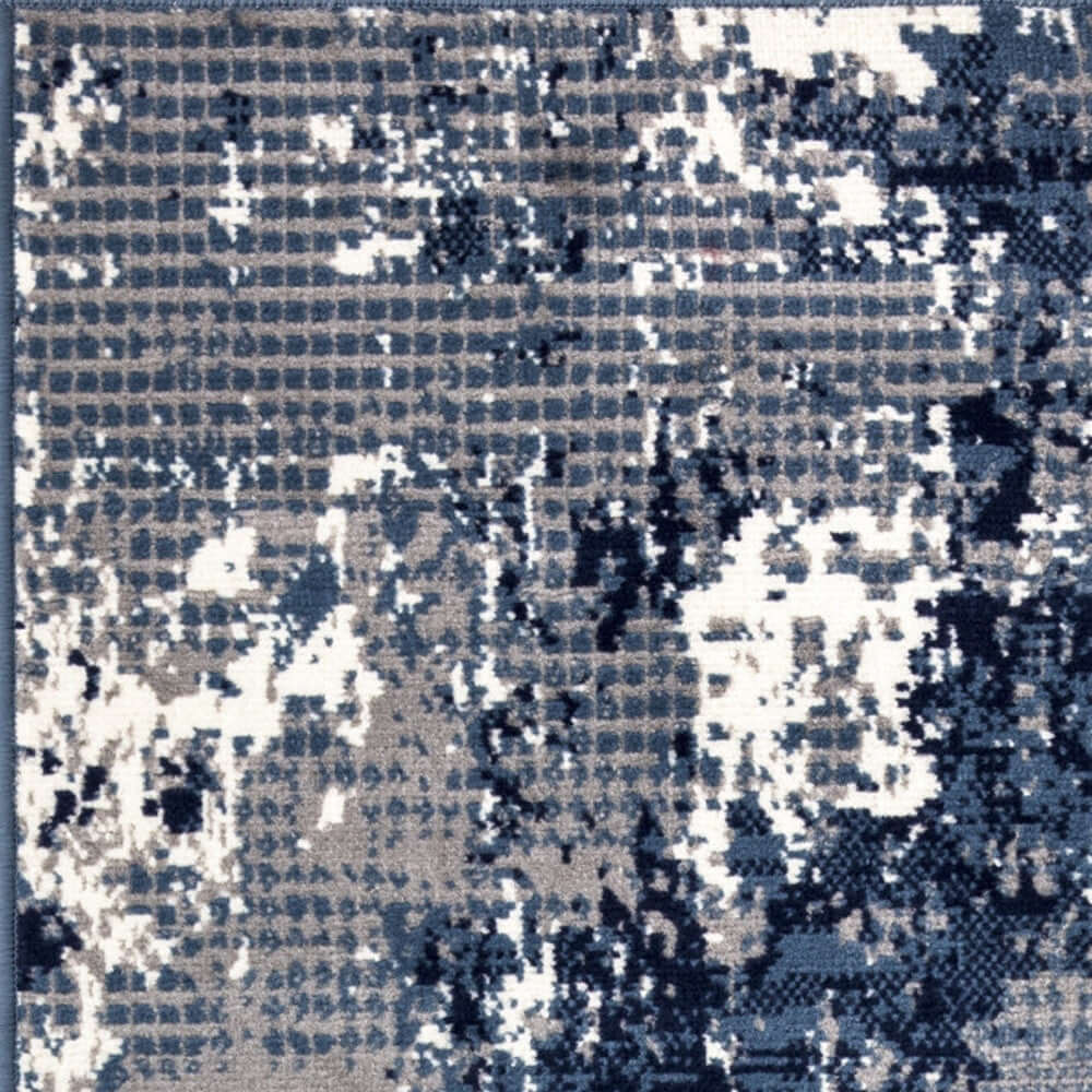 Blue Abstract Power Loom Runner Rug (Various Sizes)