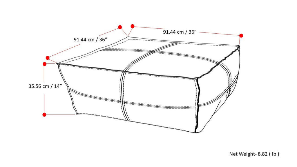 Brody Large Square Brown Faux Leather Ottoman 36W (2 Colors)