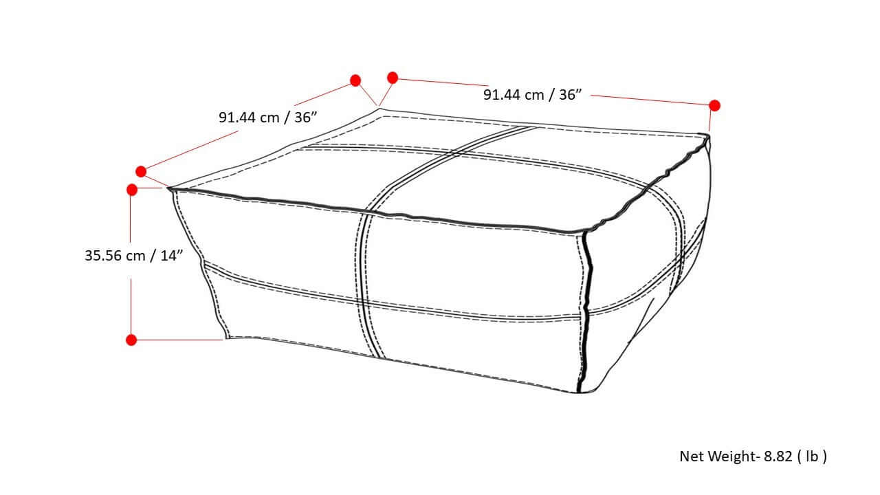 Brody Large Square Brown Faux Leather Ottoman 36W (2 Colors)