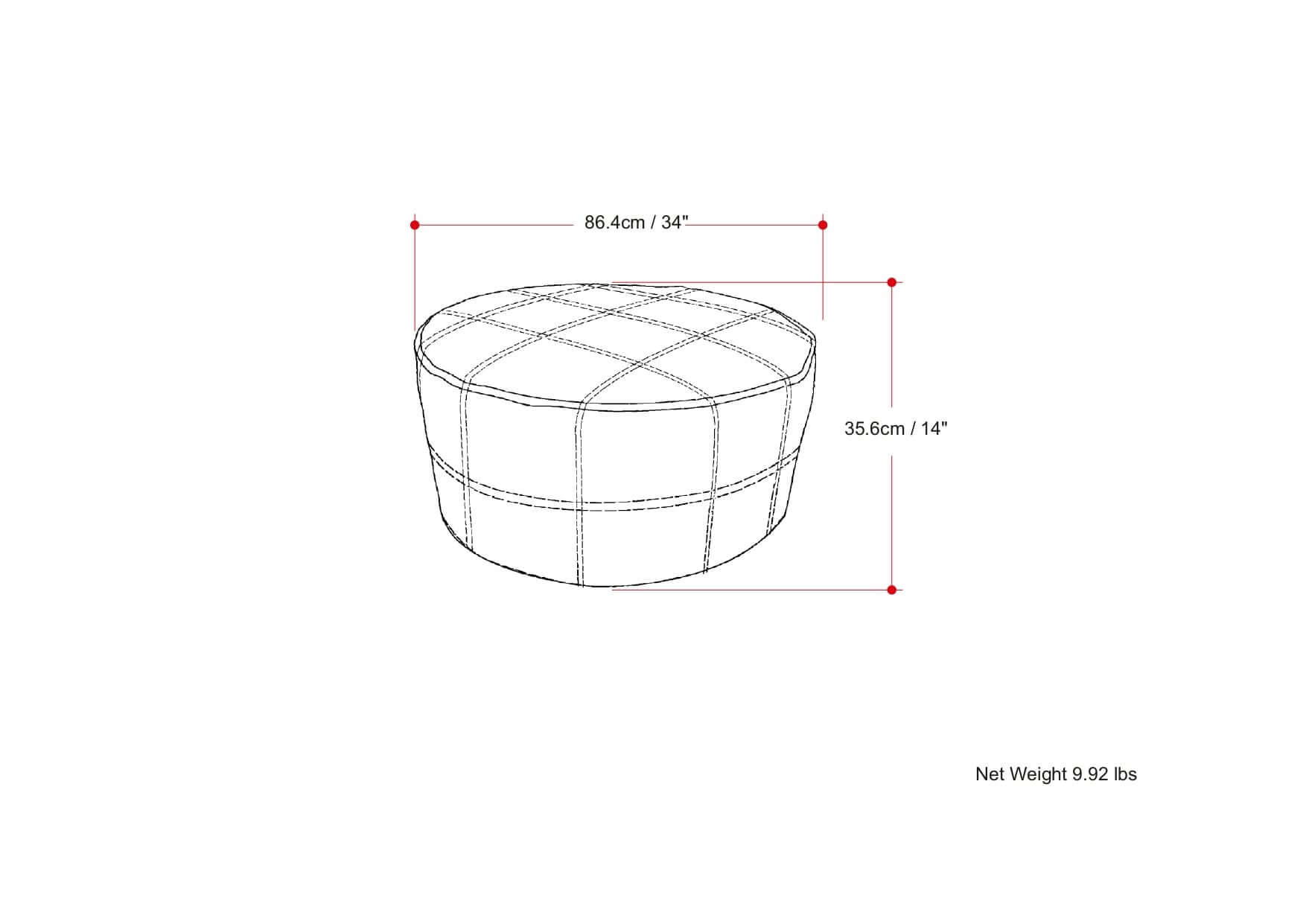 Connor Brown Buffalo Leather Disc Ottoman 34W